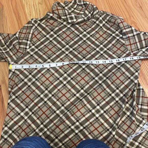 Umgee plaid striped tunic top with high neck and contrast elbow pads size medium - Picture 6 of 7